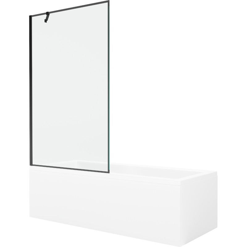 Mexen Cubik obdélníková vana 150 x 70 cm s obložením a 1-křídlovou zástěnou 100 cm, černý vzor - 550315070X9510007070
