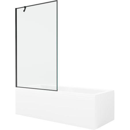 Mexen Cubik obdélníková vana 150 x 70 cm s krytem a 1-křídlovou zástěnou 100 cm, černý vzor - 550315070X9510007070