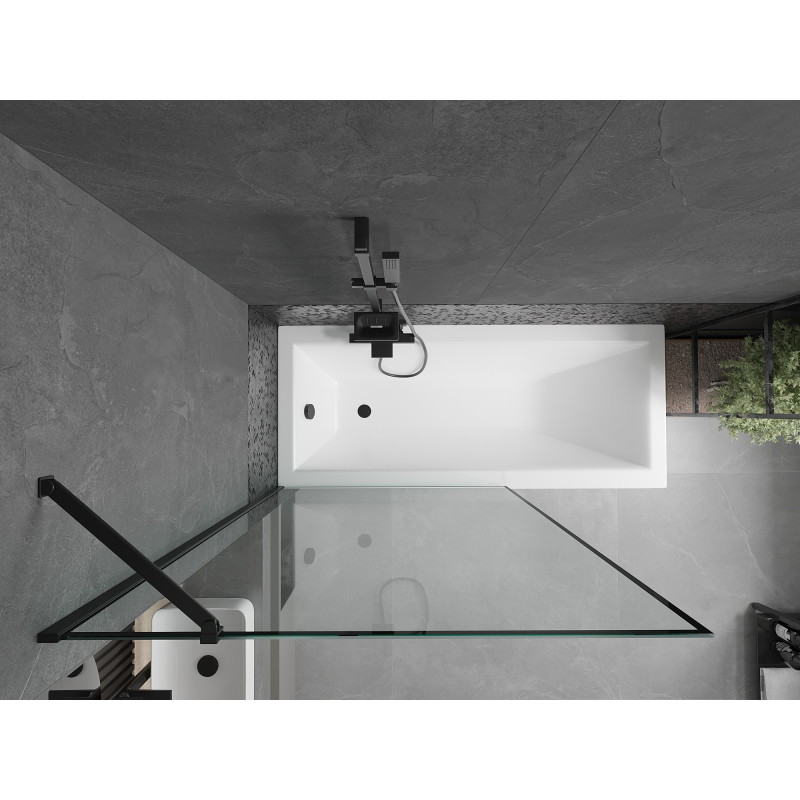 Mexen Cubik obdélníková vana 150 x 70 cm s obložením a 1-křídlovou zástěnou 100 cm, černý vzor - 550315070X9510007070