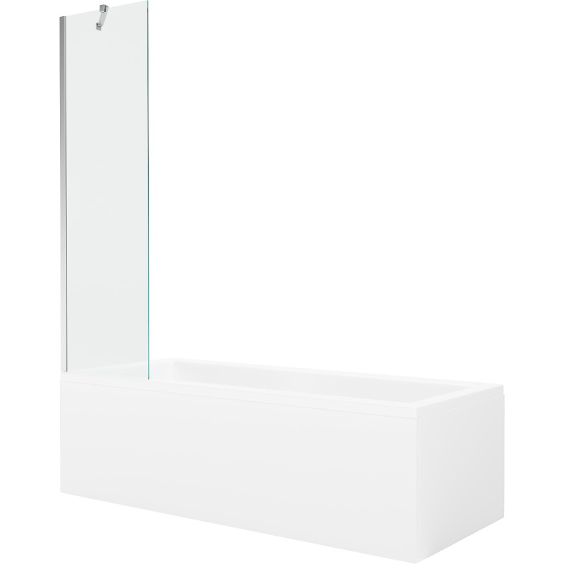 Mexen Cubik obdélníková vana 160 x 70 cm s krytem a jednokřídlým zástěnou 50 cm, transparentní, chromovaná