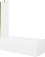 Mexen Cubik obdélníková vana 160 x 70 cm s krytem a 1-křídlou zástěnou 50 cm, transparentní, zlatá
