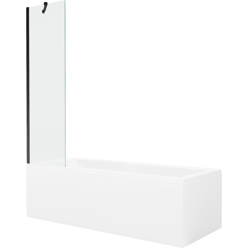 Mexen Cubik obdélníková vana 160 x 70 cm s krytem a 1-křídlovou zástěnou 50 cm, transparentní, černá