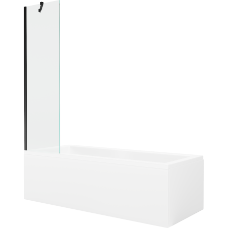Mexen Cubik obdélníková vana 160 x 70 cm s obložením a jednokřídlou zástěnou 50 cm, transparentní, černá