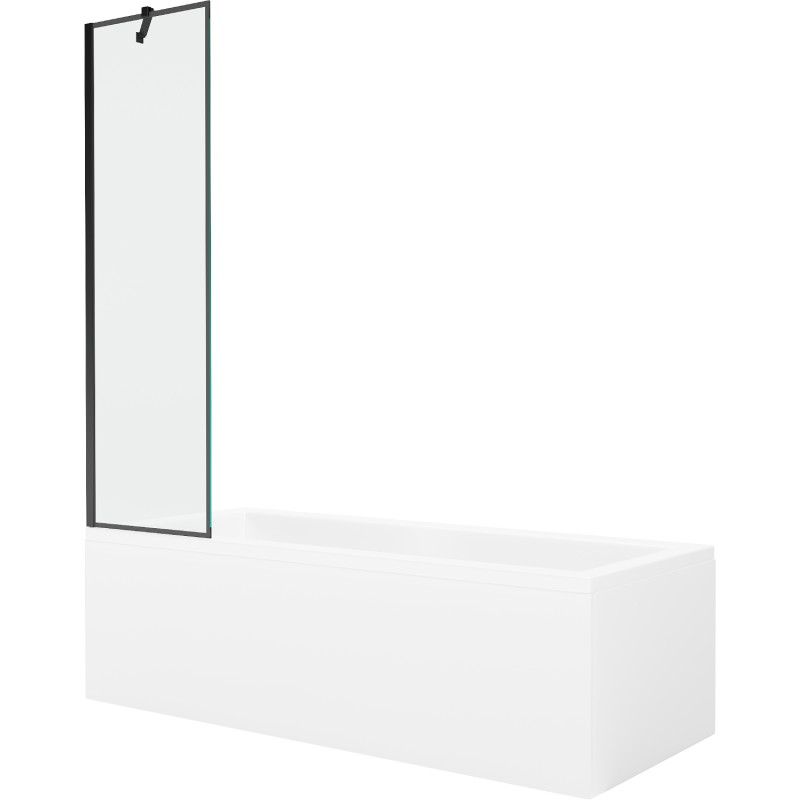 Mexen Cubik vana obdélníková 160 x 70 cm s obkladem a zástěnou 1-křídlovou 50 cm, černý vzor - 550316070X9505007070