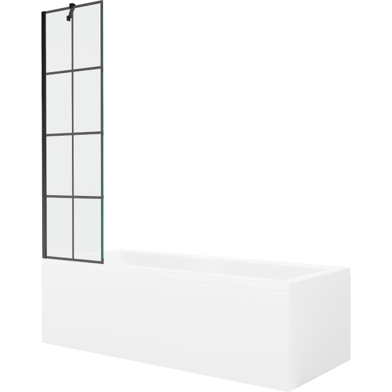 Mexen Cubik obdélníková vana 160 x 70 cm s krytem a jednokřídlou zástěnou 50 cm, černý vzor - 550316070X9505007077