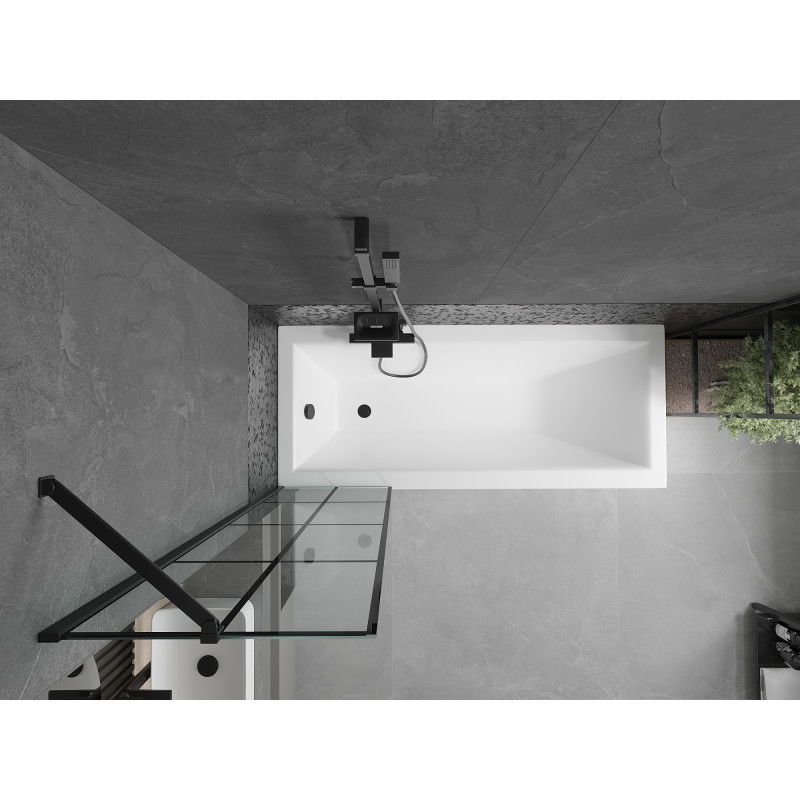 Mexen Cubik obdélníková vana 160 x 70 cm s krytem a jednokřídlou zástěnou 50 cm, černý vzor - 550316070X9505007077