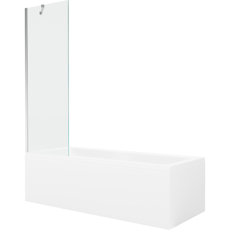 Mexen Cubik obdélníková vana 160 x 70 cm s krytem a jednokřídlým zástěnou 60 cm, transparentní, chrom
