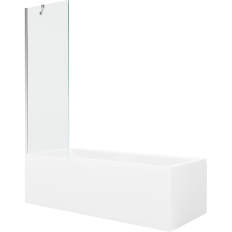 Mexen Cubik obdélníková vana 160 x 70 cm s krytem a jednokřídlým zástěnou 60 cm, transparentní, chrom