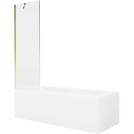 Mexen Cubik obdélníková vana 160 x 70 cm s obkladem a jednokřídlým zástěnou 60 cm, transparentní, zlatá