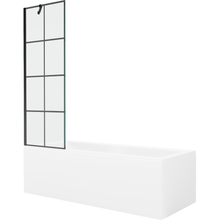 Mexen Cubik obdélníková vana 160 x 70 cm s krytem a jedno-křídlovou zástěnou 60 cm, černý vzor - 550316070X9506007077