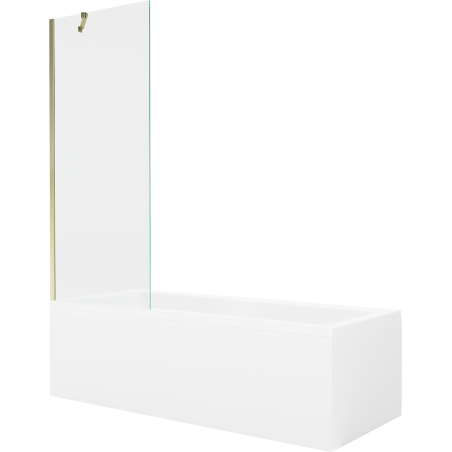 Mexen Cubik obdélníková vana 160 x 70 cm s obložením a 1-křídlou zástěnou 70 cm, transparentní, zlatá