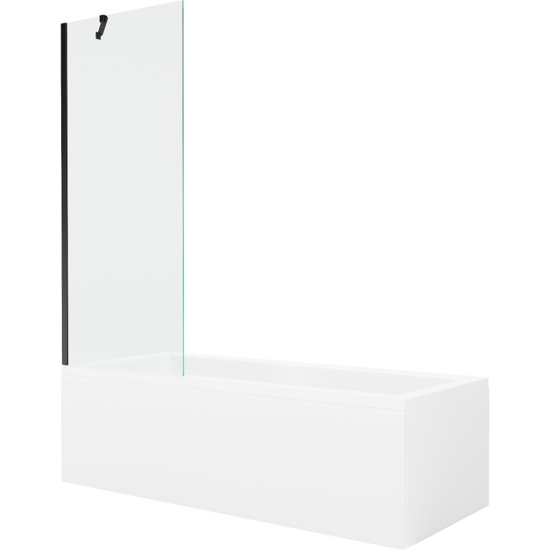 Mexen Cubik obdélníková vana 160 x 70 cm s opláštěním a 1-dílnou zástěnou 70 cm, transparentní, černá