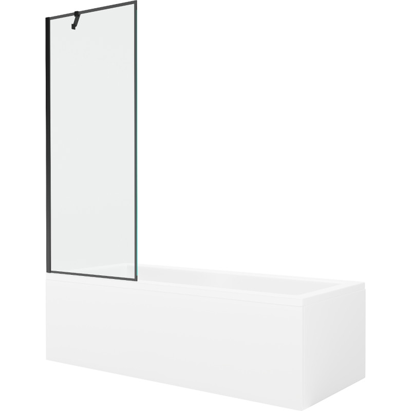 Mexen Cubik obdélníková vana 160 x 70 cm s panelem a jednokřídlou zástěnou 70 cm, černý vzor - 550316070X9507007070