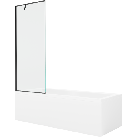 Mexen Cubik obdélníková vana 160 x 70 cm s krytem a jednokřídlou zástěnou 70 cm, černý vzor - 550316070X9507007070