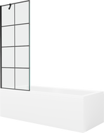 Mexen Cubik obdélníková vana 160 x 70 cm s krytem a 1křídlovou zástěnou 70 cm, černý vzor - 550316070X9507007077