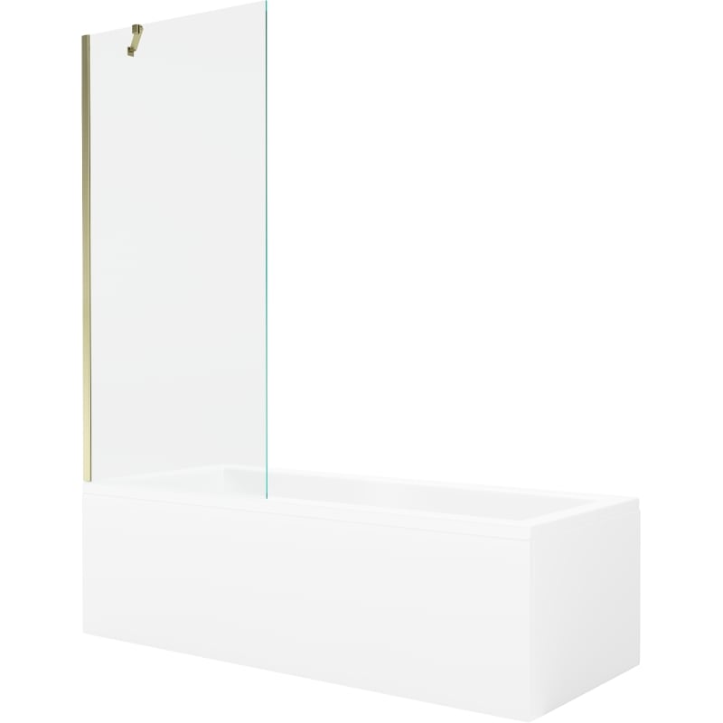 Mexen Cubik obdélníková vana 160 x 70 cm s obkladem a jednokřídlým paravánem 80 cm, transparentní, zlatá