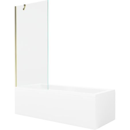 Mexen Cubik obdélníková vana 160 x 70 cm s obkladem a jednokřídlým paravánem 80 cm, transparentní, zlatá