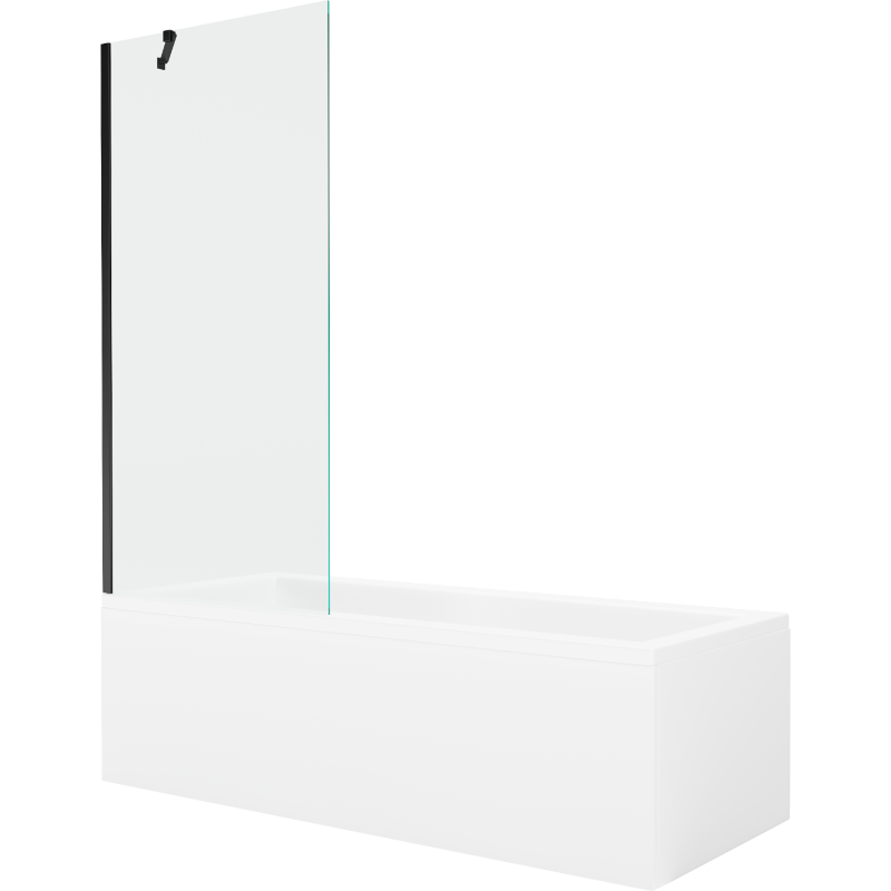 Mexen Cubik obdélníková vana 160 x 70 cm s krytem a jednokřídlou zástěnou 80 cm, transparentní, černá - 550316070X9508000070