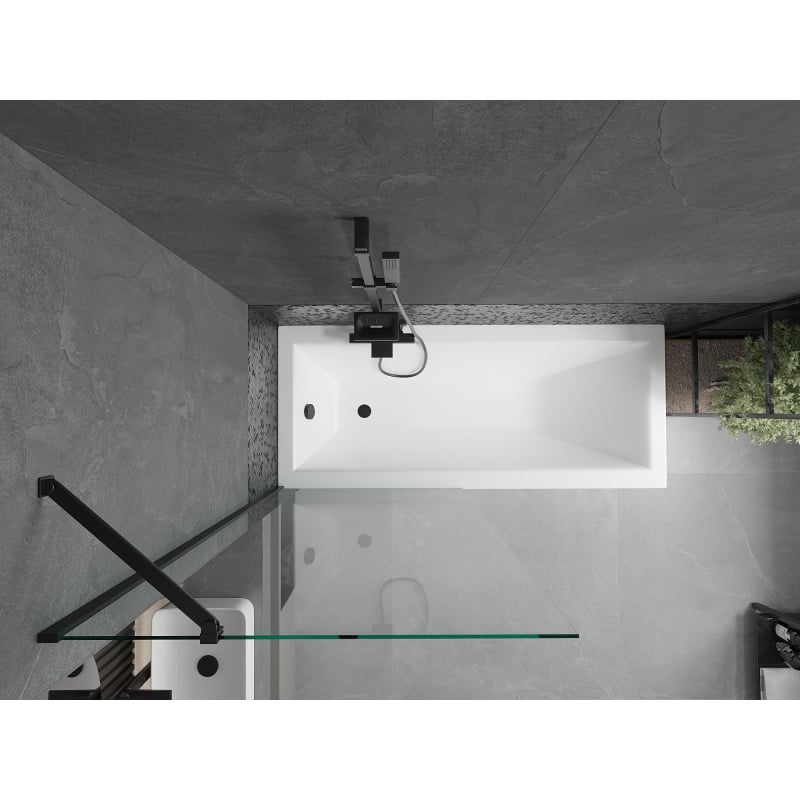 Mexen Cubik obdélníková vana 160 x 70 cm s krytem a jednokřídlou zástěnou 80 cm, transparentní, černá