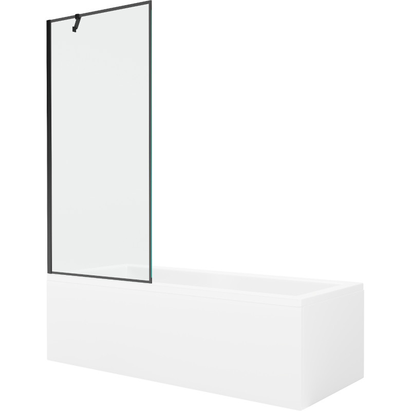 Mexen Cubik obdélníková vana 160 x 70 cm s panelovým obložením a jednokřídlou zástěnou 80 cm, černý vzor