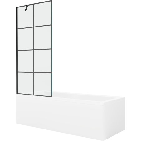 Mexen Cubik obdélníková vana 160 x 70 cm s krytem a 1-křídlovou zástěnou 80 cm, černý vzor - 550316070X9508007077