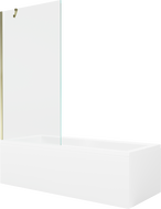 Mexen Cubik obdélníková vana 160 x 70 cm s obkladem a 1-křídlovým paravánem 90 cm, transparentní, zlatá