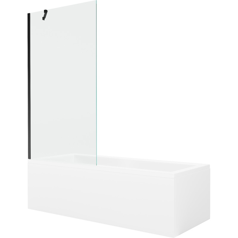 Mexen Cubik obdélníková vana 160 x 70 cm s obložením a jednokřídlou zástěnou 90 cm, transparentní, černá
