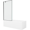 Mexen Cubik obdélníková vana 160 x 70 cm s krytem a 1-křídlovou zástěnou 90 cm, černý vzor - 550316070X9509007070