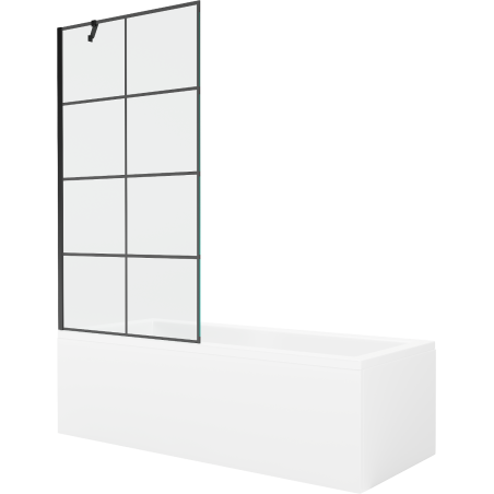 Mexen Cubik obdélníková vana 160 x 70 cm s opláštěním a jednokřídlou zástěnou 90 cm, černý vzor