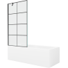 Mexen Cubik obdélníková vana 160 x 70 cm s opláštěním a jednokřídlou zástěnou 90 cm, černý vzor