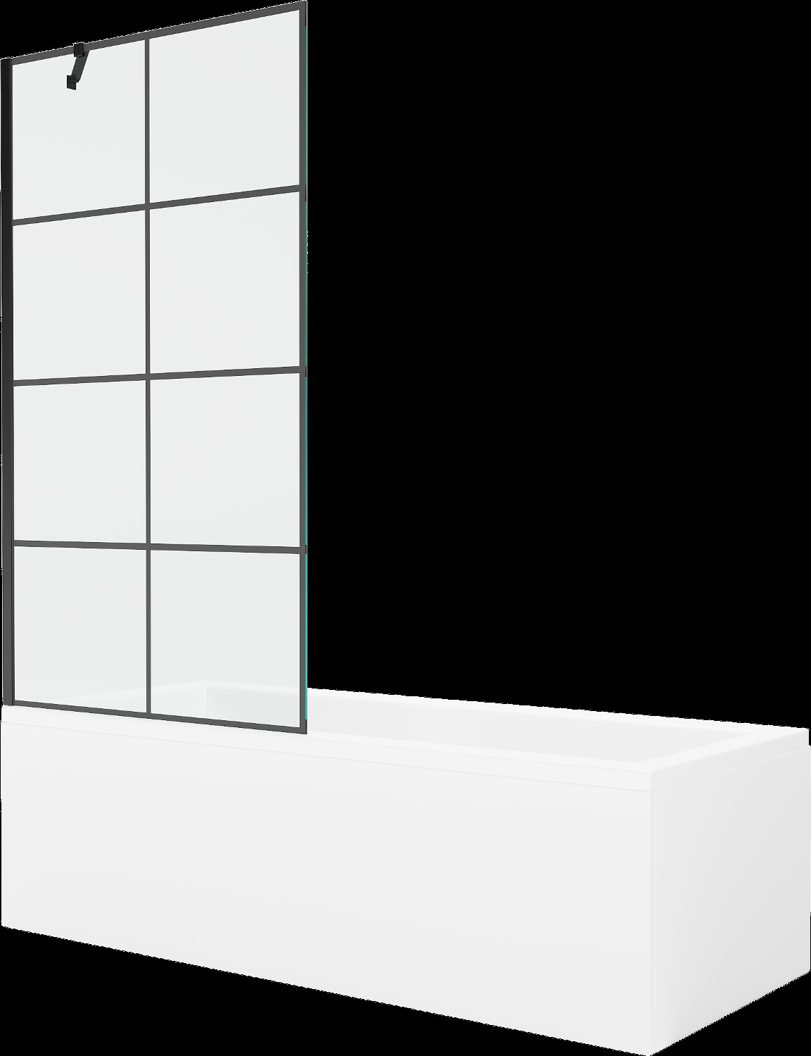 Mexen Cubik obdélníková vana 160 x 70 cm s pláštěm 1-křídlovou zástěnou 90 cm, Černý vzor - 550316070X9509007077