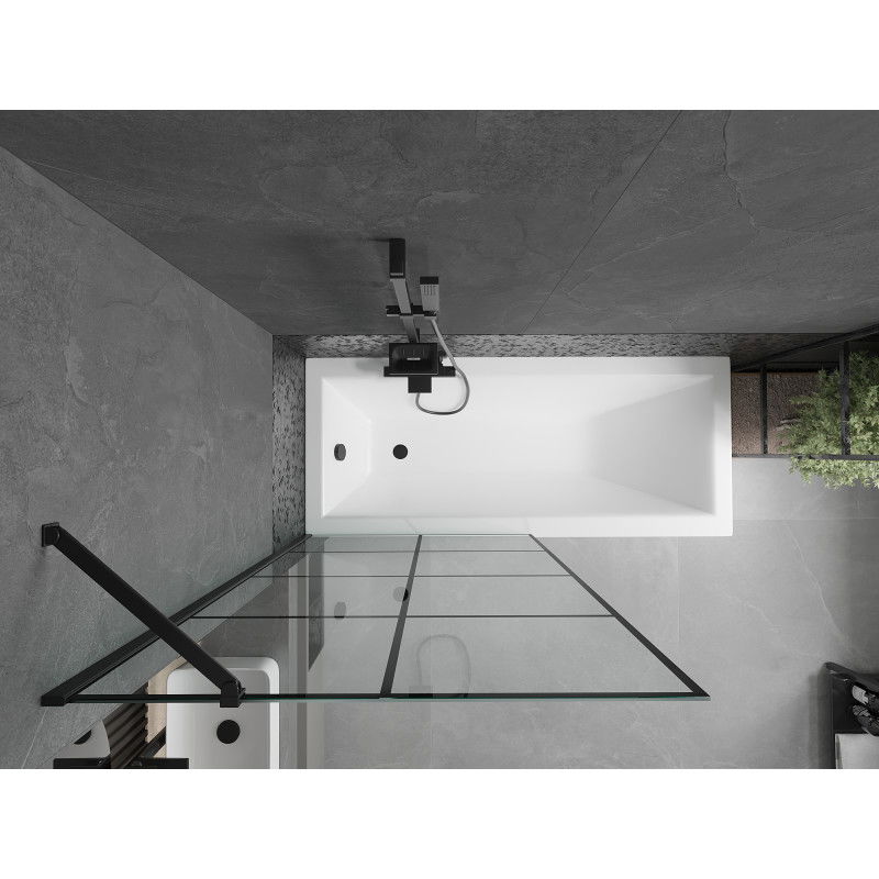 Mexen Cubik obdélníková vana 160 x 70 cm s krytem a jednokřídlovou zástěnou 90 cm, černý vzor - 550316070X9509007077