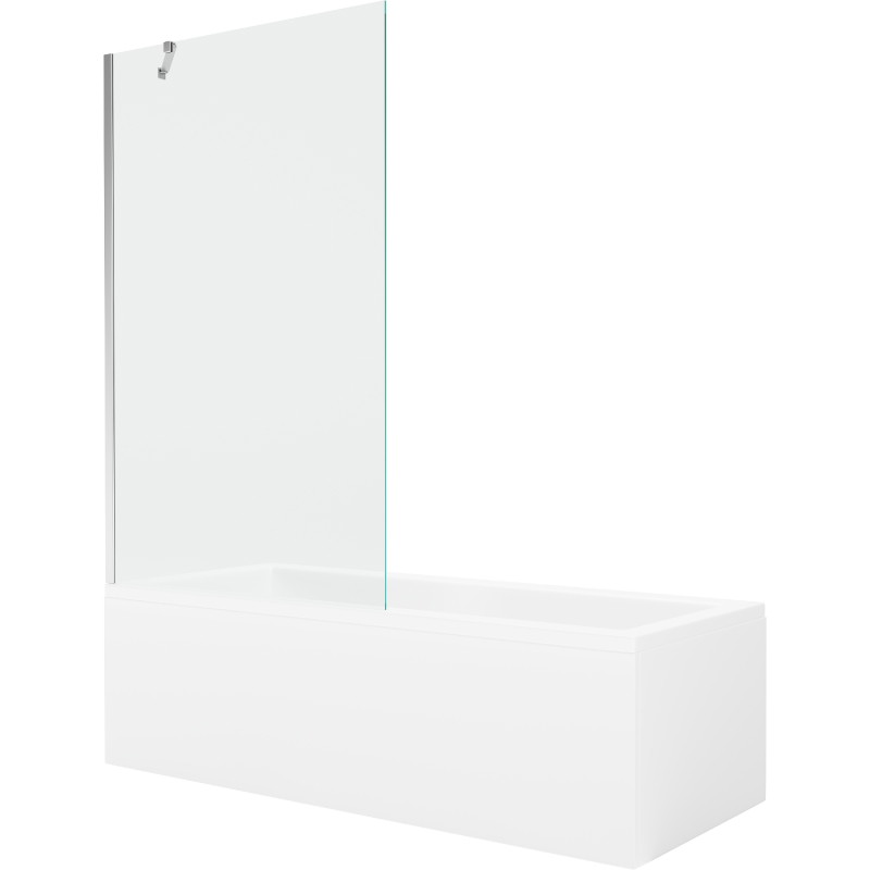 Mexen Cubik obdélníková vana 160 x 70 cm s obalem a jednokřídlou zástěnou 100 cm, transparentní, chrom