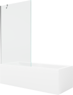 Mexen Cubik obdélníková vana 160 x 70 cm s opláštěním a 1-křídlovou zástěnou 100 cm, transparentní, chrom