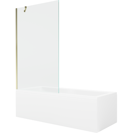 Mexen Cubik obdélníková vana 160 x 70 cm s krytem a jednokřídlovou zástěnou 100 cm, čirá, zlatá - 550316070X9510000050