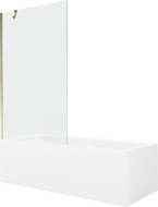Mexen Cubik obdélníková vana 160 x 70 cm s krytem a 1-křídlým paravánem 100 cm, transparentní, zlatá