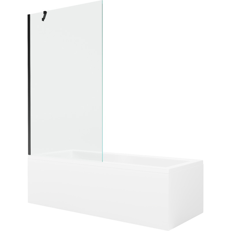 Mexen Cubik obdélníková vana 160 x 70 cm s krytem a 1-křídlovým paravánem 100 cm, transparentní, černý