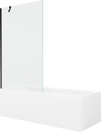 Mexen Cubik obdélníková vana 160 x 70 cm s krytem a 1-křídlovým paravánem 100 cm, transparentní, černý