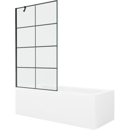 Mexen Cubik obdélníková vana 160 x 70 cm s krytem a jednokřídlovou zástěnou 100 cm, černý vzor - 550316070X9510007077