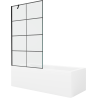 Mexen Cubik obdélníková vana 160 x 70 cm s krytem a jednokřídlovou zástěnou 100 cm, černý vzor - 550316070X9510007077