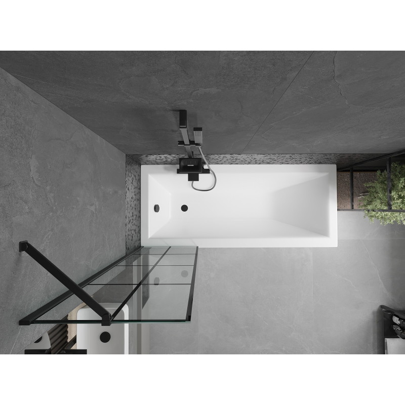 Mexen Cubik obdélníková vana 170 x 70 cm s obložením a jedním křídlovým sprchovým koutem 50 cm, černý vzor