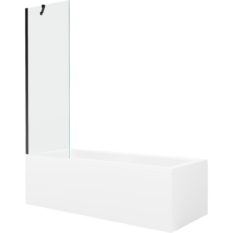 Mexen Cubik obdélníková vana 170 x 70 cm s krytem a 1-křídlovou zástěnou 60 cm, transparentní, černá