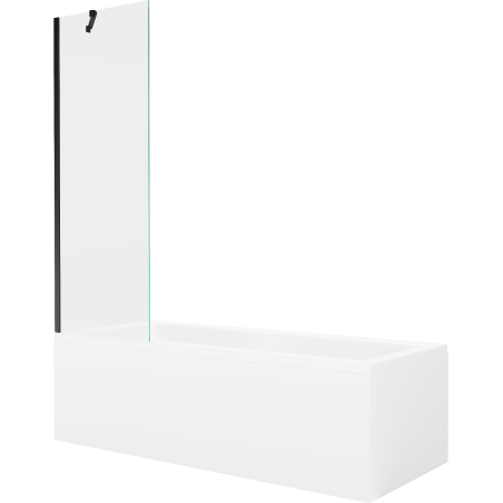 Mexen Cubik obdélníková vana 170 x 70 cm s krytem a 1křídlovou zástěnou 60 cm, transparentní, černá