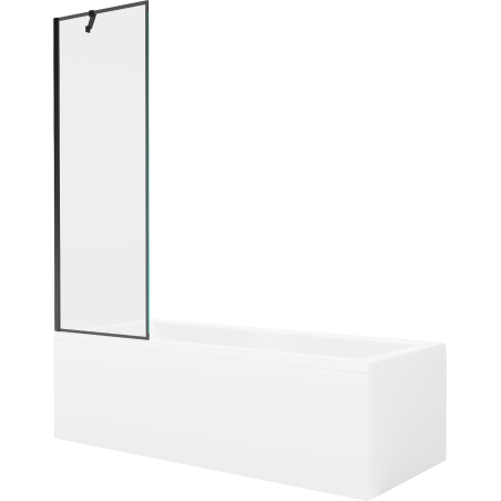 Mexen Cubik obdélníková vana 170 x 70 cm s krytem a 1-křídlovou zástěnou 60 cm, černý vzor - 550317070X9506007070