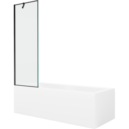 Mexen Cubik obdélníková vana 170 x 70 cm s obkladem a jednokřídlou zástěnou 60 cm, černý vzor - 550317070X9506007070