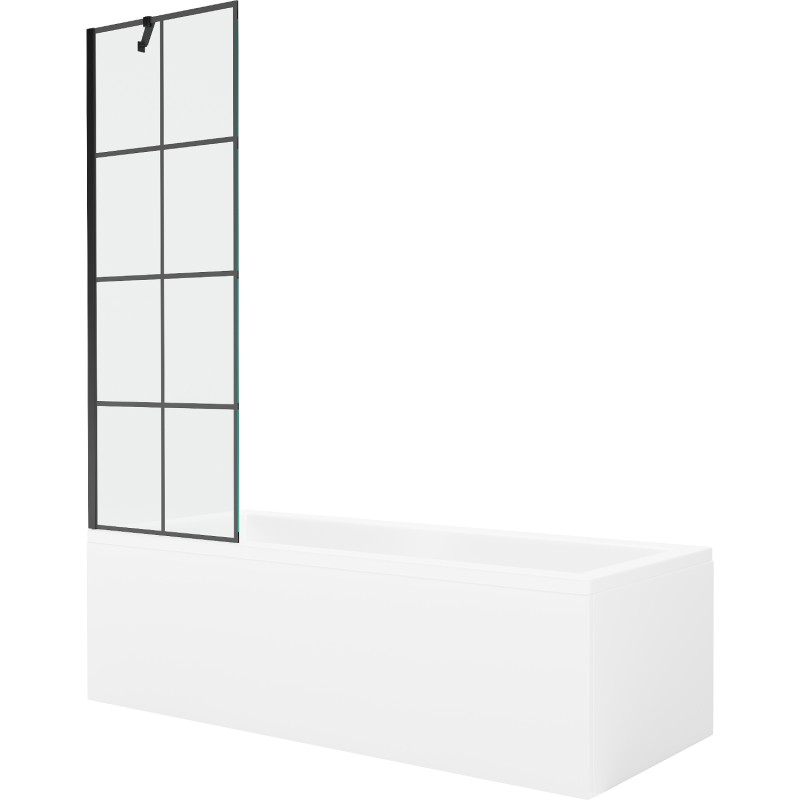 Mexen Cubik obdélníková vana 170 x 70 cm s pláštěm a 1-křídlovým paravánem 60 cm, černý vzor - 550317070X9506007077