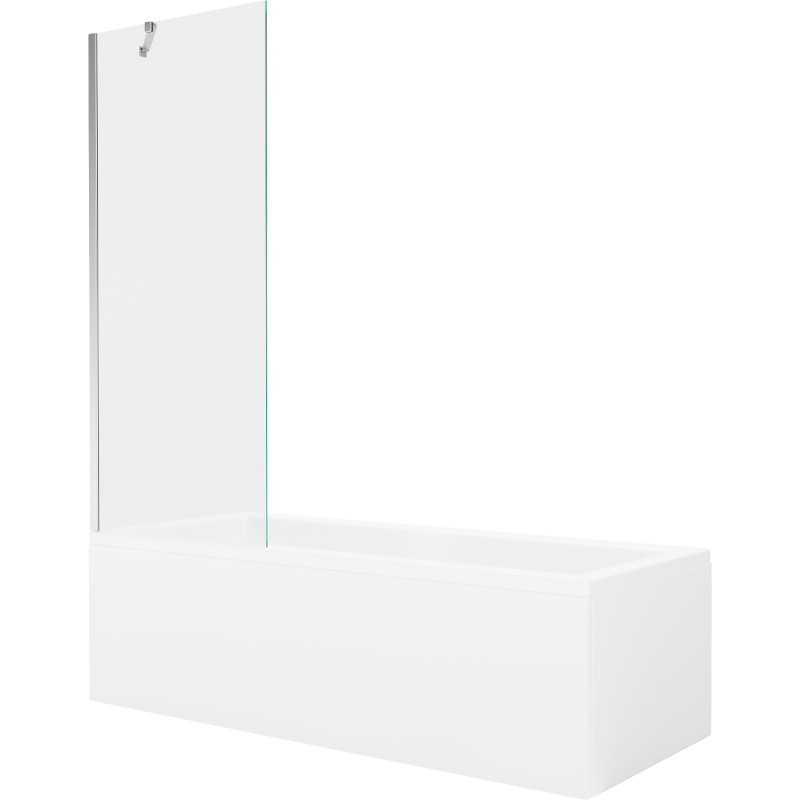 Mexen Cubik obdélníková vana 170 x 70 cm s obložením a jednokřídlovou zástěnou 70 cm, transparentní, chrom