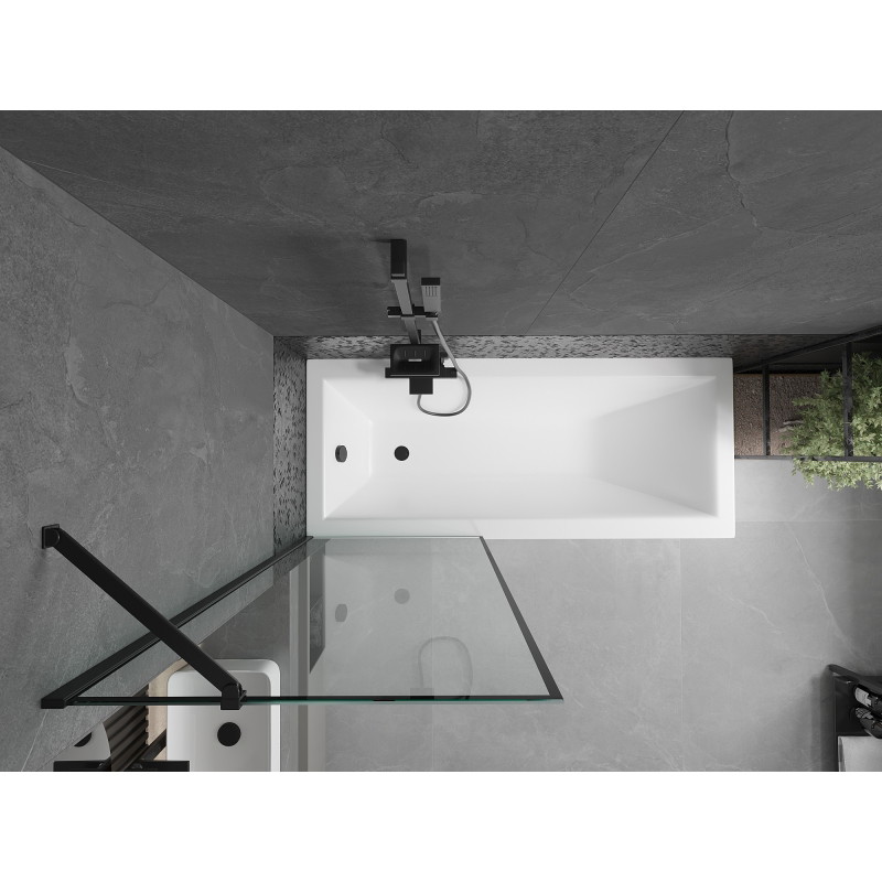 Mexen Cubik obdélníková vana 170 x 70 cm s obkladem a jednokřídlou zástěnou 70 cm, černý vzor - 550317070X9507007070