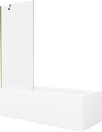 Mexen Cubik obdélníková vana 170 x 70 cm s panelem a jednokřídlou zástěnou 80 cm, transparentní, zlatá
