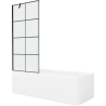 Mexen Cubik obdélníková vana 170 x 70 cm s krytem a jednokřídlou zástěnou 80 cm, černý vzor - 550317070X9508007077
